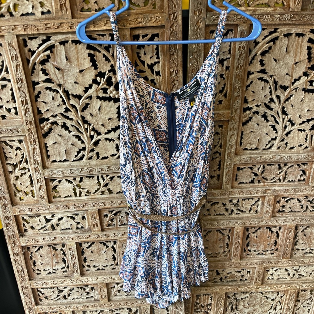 Brazilian style Women's Blue and white Patterned romper